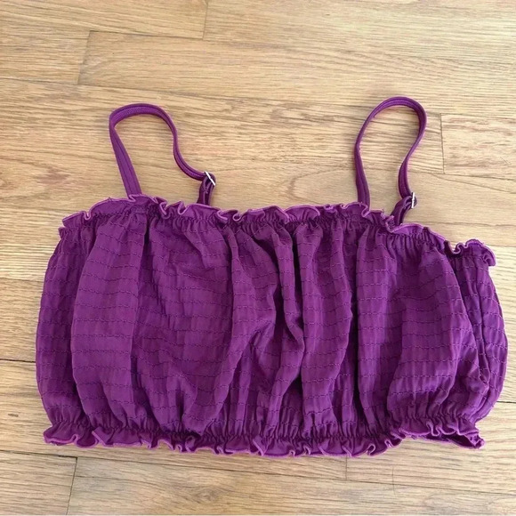 NWOT Abercrombie Kids Purple Ribbed Flutter Crop Top Girls Youth Size 11/12 - Picture 1 of 5
